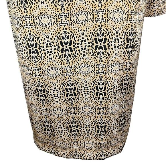 MNG by Mango Womens Animal Print Cheetah V-Neck Shift 3/4 Sleeve Dress sz 10 - Picture 5 of 16